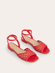 Boden Red Woven Flat Sandals - Image 2 of 4
