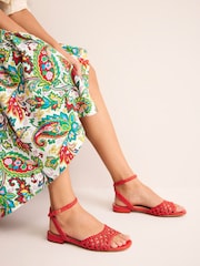 Boden Red Woven Flat Sandals - Image 4 of 4