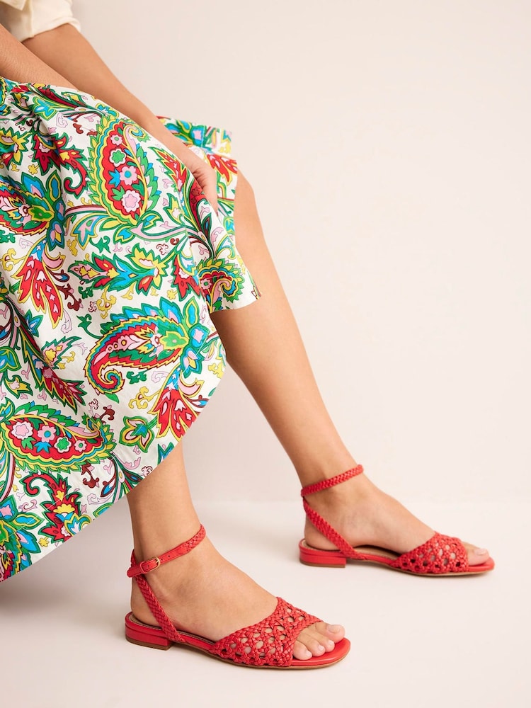 Boden Red Woven Flat Sandals - Image 4 of 4