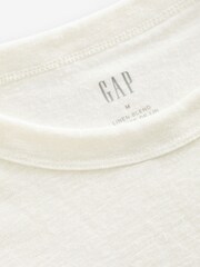 Gap White Linen Blend Short Sleeve T-Shirt - Image 3 of 3