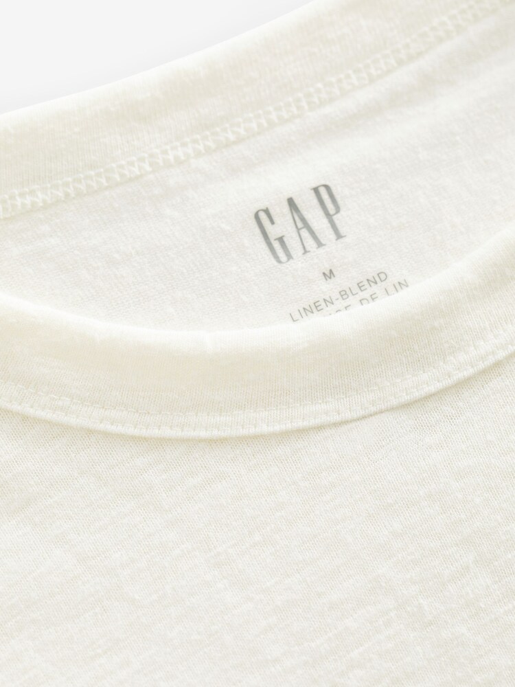 Gap White Linen Blend Short Sleeve T-Shirt - Image 3 of 3