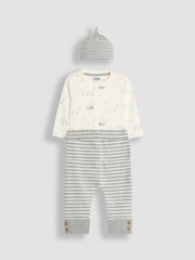 JoJo Maman Bébé Marl Grey Duck And Tractor Baby 3-Piece Bodysuit & Legging Set - Image 1 of 8
