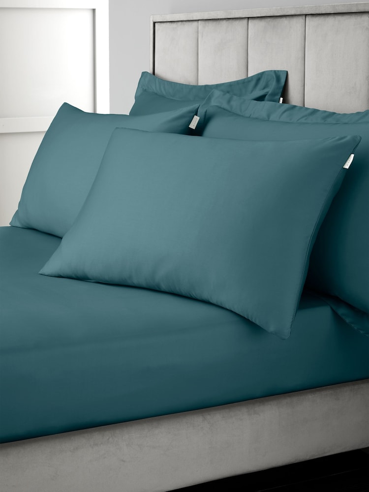 Bianca Set of 2 Teal 400 Thread Count 100% Cotton Sateen Pillowcases - Image 2 of 4