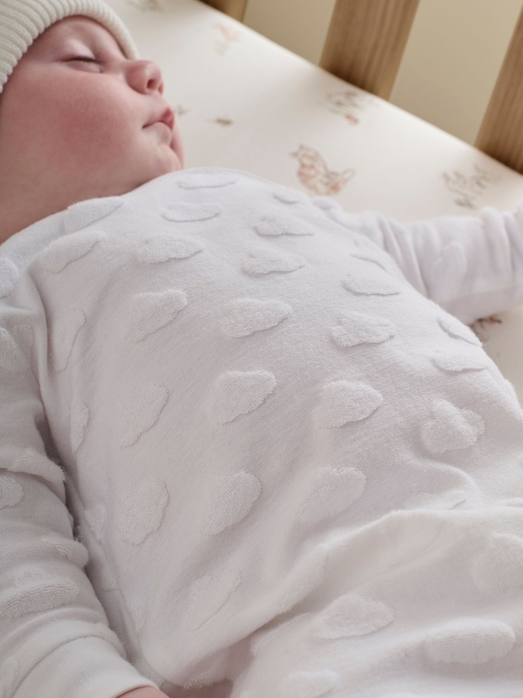 Mamas & Papas Cloud Jacquard Wrap White Romper - Image 2 of 4