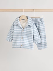 Blue Harlequin Baby Shirt And Trousers 100% Cotton Set 3 Piece (0mths-2yrs) - Image 1 of 12