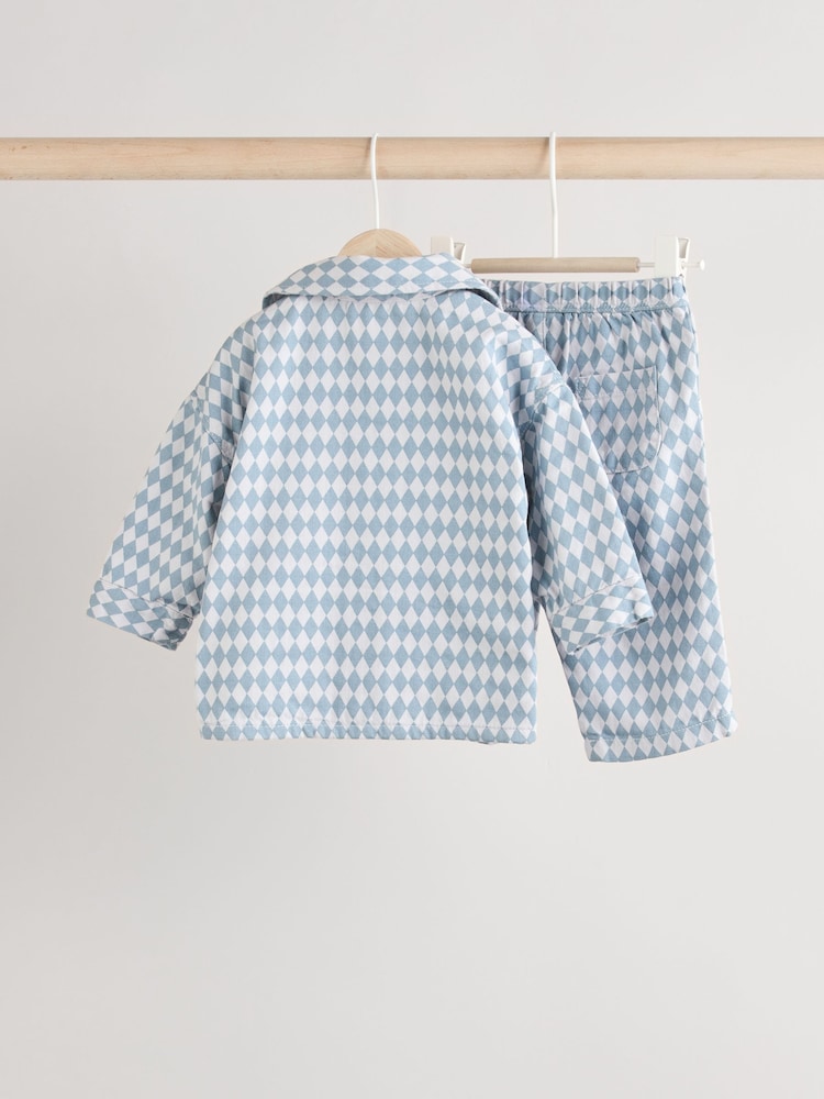 Blue Harlequin Baby Shirt And Trousers 100% Cotton Set 3 Piece (0mths-2yrs) - Image 2 of 12