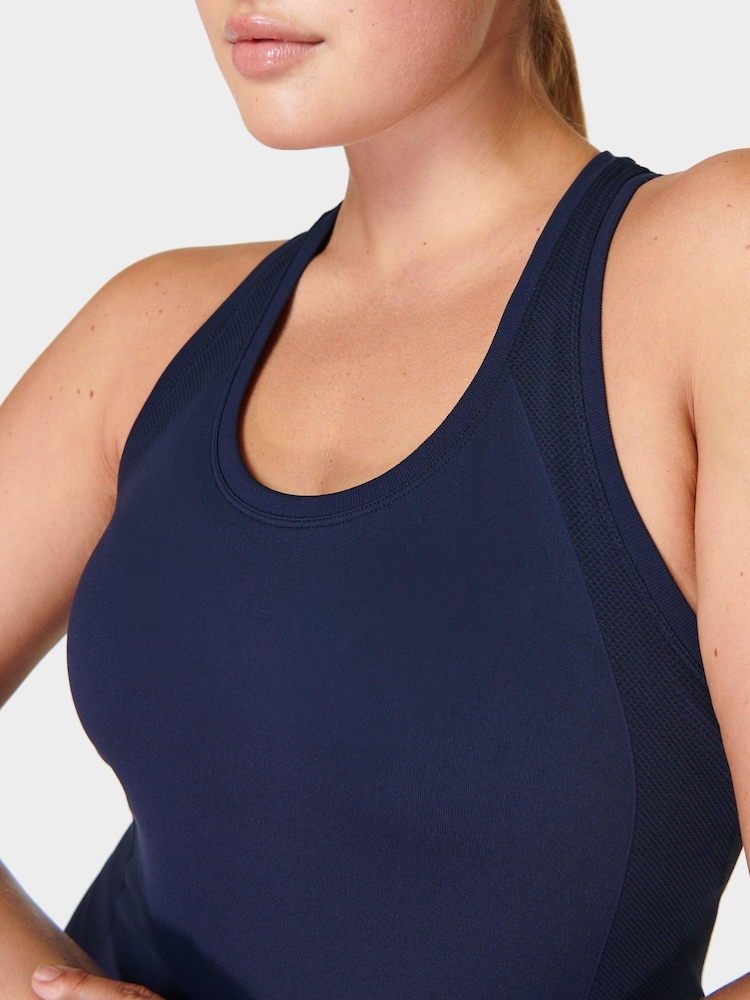 Sweaty Betty Navy Blue Athlete Seamless Workout Tank Top - Image 6 of 7