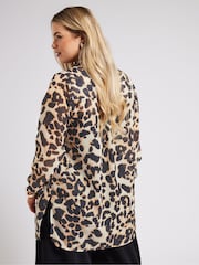 Yours Curve Brown LONDON Zebra Print Shirt - Image 3 of 5