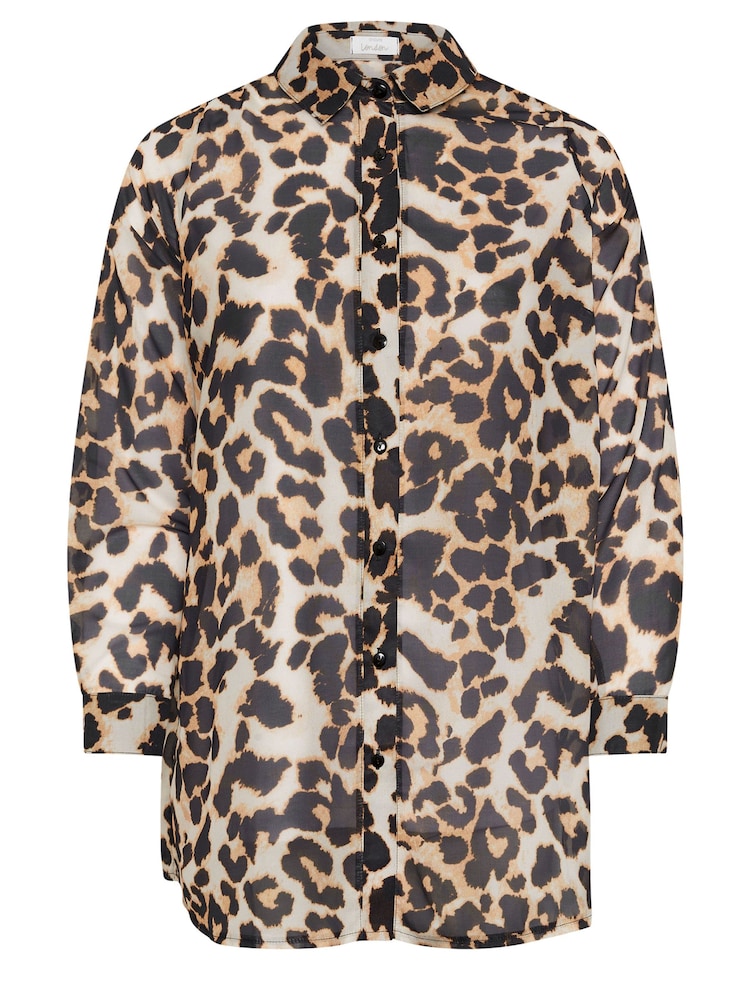 Yours Curve Brown LONDON Zebra Print Shirt - Image 5 of 5