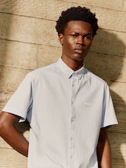 BOSS Light Blue Regular Fit 100% Cotton Pique Short Sleeve Shirt - Image 3 of 7