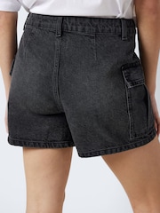 NOISY MAY Black Mom 100% Cotton Denim Cargo Shorts - Image 4 of 8