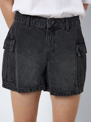 NOISY MAY Black Mom 100% Cotton Denim Cargo Shorts - Image 5 of 8