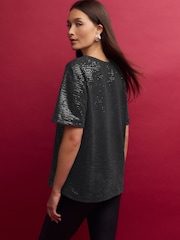 Black Sequin T-Shirt - Image 2 of 7