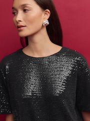 Black Sequin T-Shirt - Image 3 of 7
