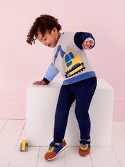 JoJo Maman Bébé Grey Marl Digger Colour Block Appliqué Sweatshirt & Jogger Set - Image 2 of 8