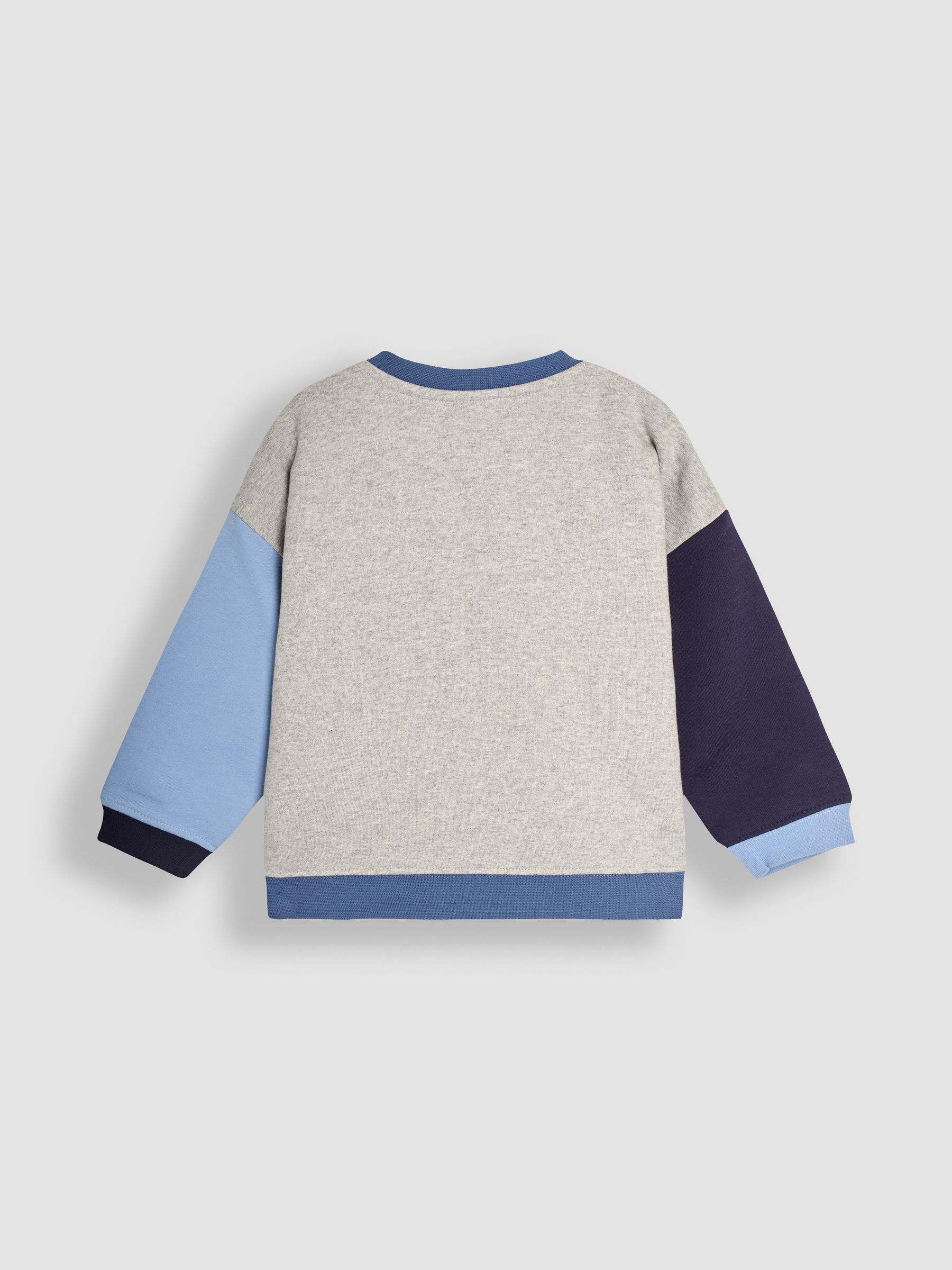JoJo Maman Bébé Grey Marl Digger Colour Block Appliqué Sweatshirt & Jogger Set - Image 5 of 8