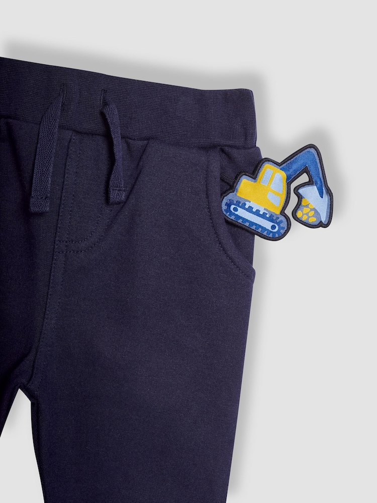 JoJo Maman Bébé Grey Marl Digger Colour Block Appliqué Sweatshirt & Jogger Set - Image 8 of 8