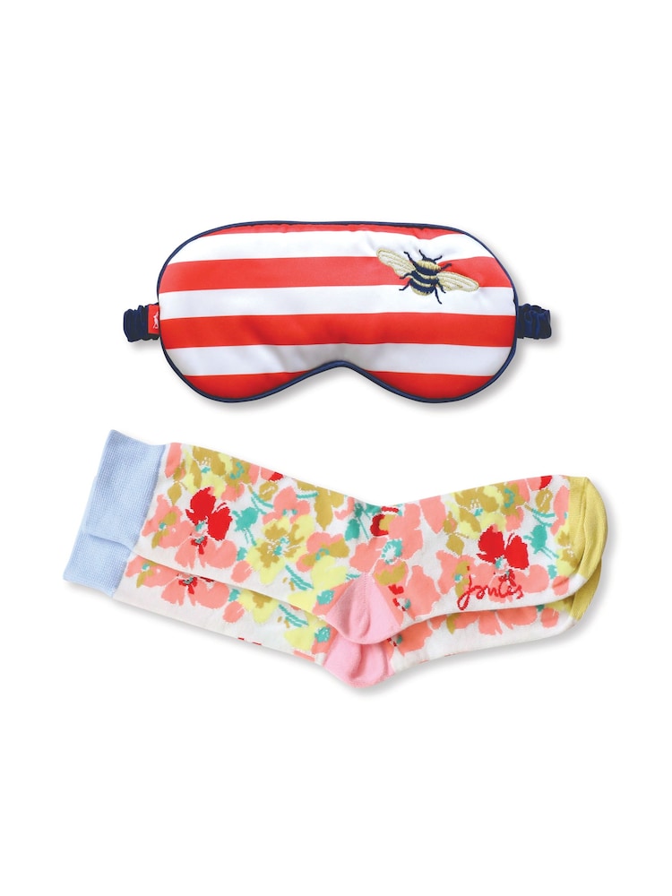 Joules Bright Side Eye Mask and Socks Gift Set In Postabl Box - Image 1 of 6