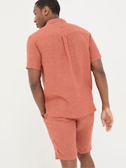 FatFace Orange Short Sleeve Linen Shirt - Image 3 of 5