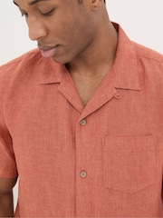 FatFace Orange Short Sleeve Linen Shirt - Image 4 of 5