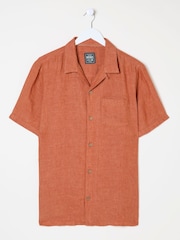 FatFace Orange Short Sleeve Linen Shirt - Image 5 of 5