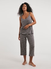 Simply Be Grey Pretty Lounge Fold Top Culottes Set - Image 1 of 4
