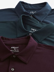 أزرق كحلي/أخضر/أحمر - حزمة من 3 قمصان بولو جيرسيه بكُم قصير - صورة 10 من 11