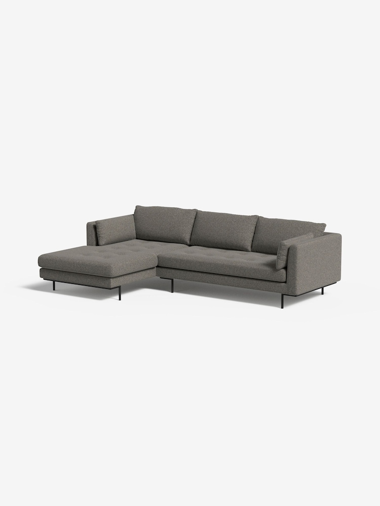 MADE.COM Basket Weave Dark Linen Harlow Left Hand Facing Corner Sofa - Image 1 of 3