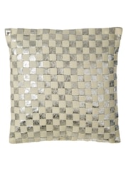 Interiors by Premier Silver Cream Kensington Townhouse Square Check Cushion - Image 1 of 2