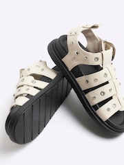 River Island Ecru Studded Fisherman Flatform Sandals - Image 6 of 6
