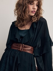 Tan Brown Wide Leather Belt - Image 1 of 5