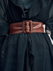 Tan Brown Wide Leather Belt - Image 2 of 5