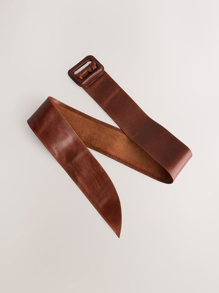 Tan Brown Wide Leather Belt - Image 5 of 5