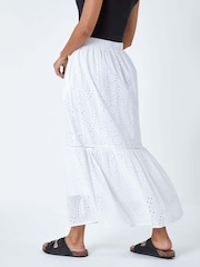 Roman White 100% Cotton Broderie Pocket Midi Skirt - Image 3 of 5