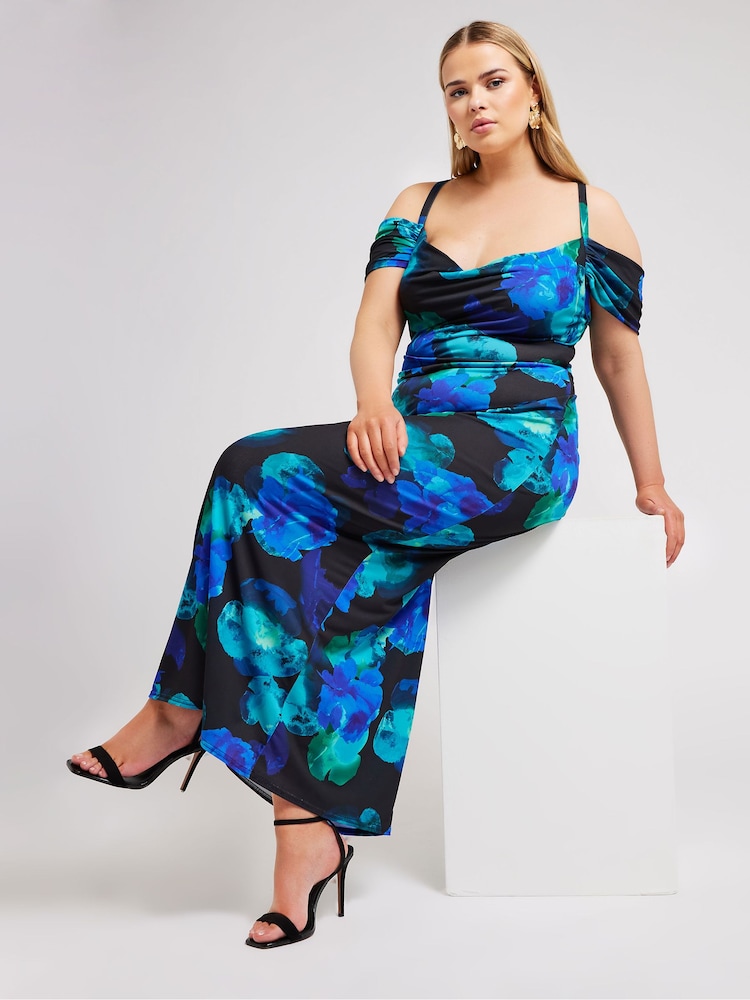 Yours Curve Black London Cold Shoulder Dress - Image 1 of 5