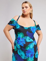 Yours Curve Black London Cold Shoulder Dress - Image 4 of 5