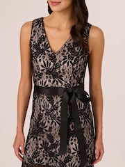 Adrianna Papell Lace Midi Flounce Black Dress - Image 4 of 7