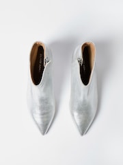 Oliver Bonas Silver Pointed Kitten Heel Leather Boots - Image 6 of 7