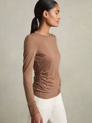 Reiss Mink Sierra Ruched Side Crew-Neck Top - Image 4 of 6