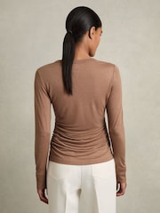 Reiss Mink Sierra Ruched Side Crew-Neck Top - Image 5 of 6