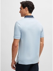 BOSS Blue Contrast Collar Slim Fit Polo Shirt - Image 3 of 5