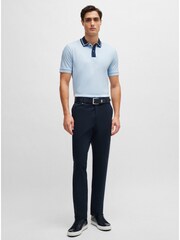 BOSS Blue Contrast Collar Slim Fit Polo Shirt - Image 4 of 5