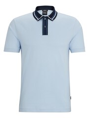 BOSS Blue Contrast Collar Slim Fit Polo Shirt - Image 5 of 5