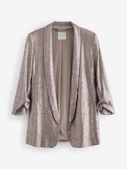 Rose Pink Sequin Ruched Sleeve Blazer - Image 6 of 9