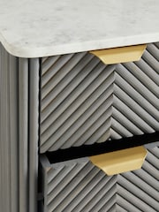 Dark Grey Valencia Marble and Mango Wood 3 Drawer Slim Bedside Table - Image 10 of 10