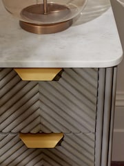 Dark Grey Valencia Marble and Mango Wood 3 Drawer Slim Bedside Table - Image 4 of 10