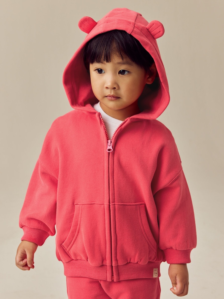 Coral Pink Zip Through Hoodie (3mths-7yrs) - Image 1 of 8