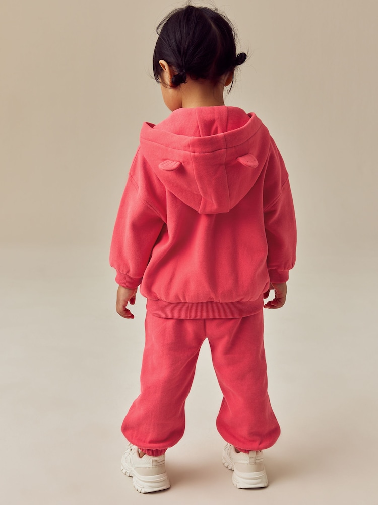 Rose corail - Sweat à capuche zippé (3mths-7yrs) - Image 3 of 8