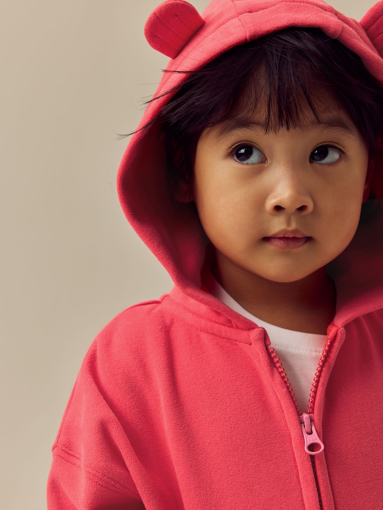 Rose corail - Sweat à capuche zippé (3mths-7yrs) - Image 4 of 8
