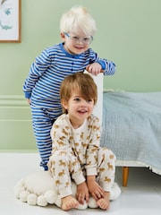 JoJo Maman Bébé Toffee Leopard Rib Pyjamas 2 Pack - Image 2 of 11